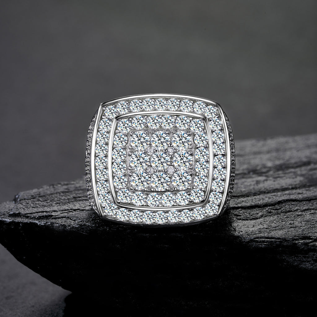 Titan Moissanite Men's Ring in S925 Sterling Silver, styled product photo
