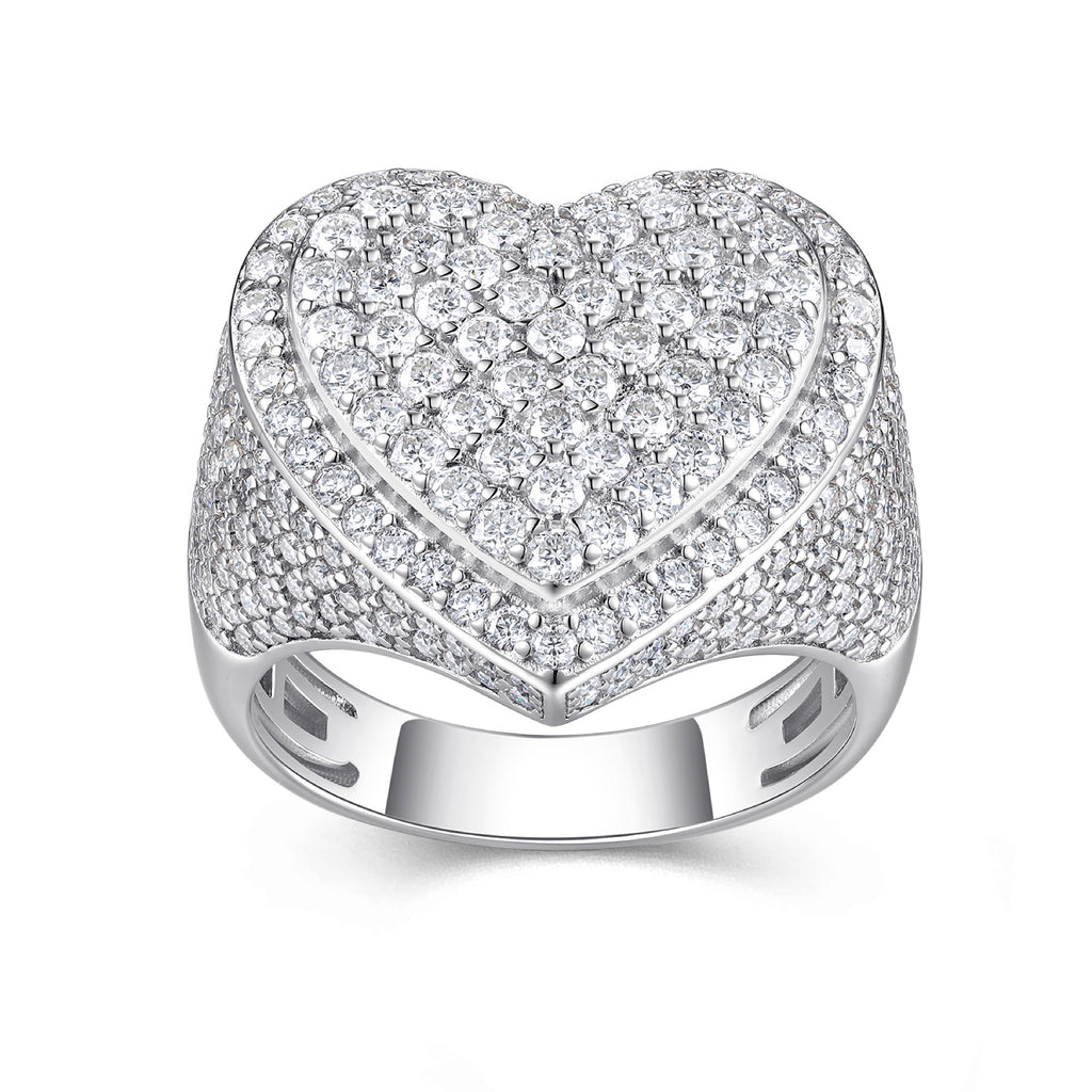 Valor Moissanite Men's Heart Ring in S925 Sterling Silver