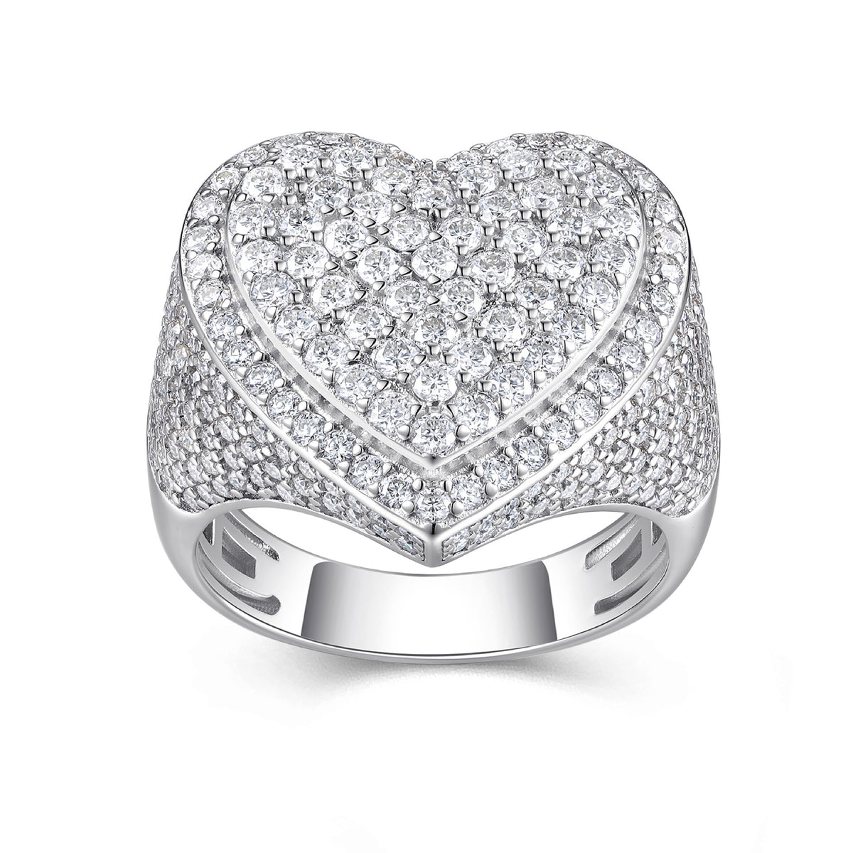 Valor Moissanite Men's Heart Ring in S925 Sterling Silver