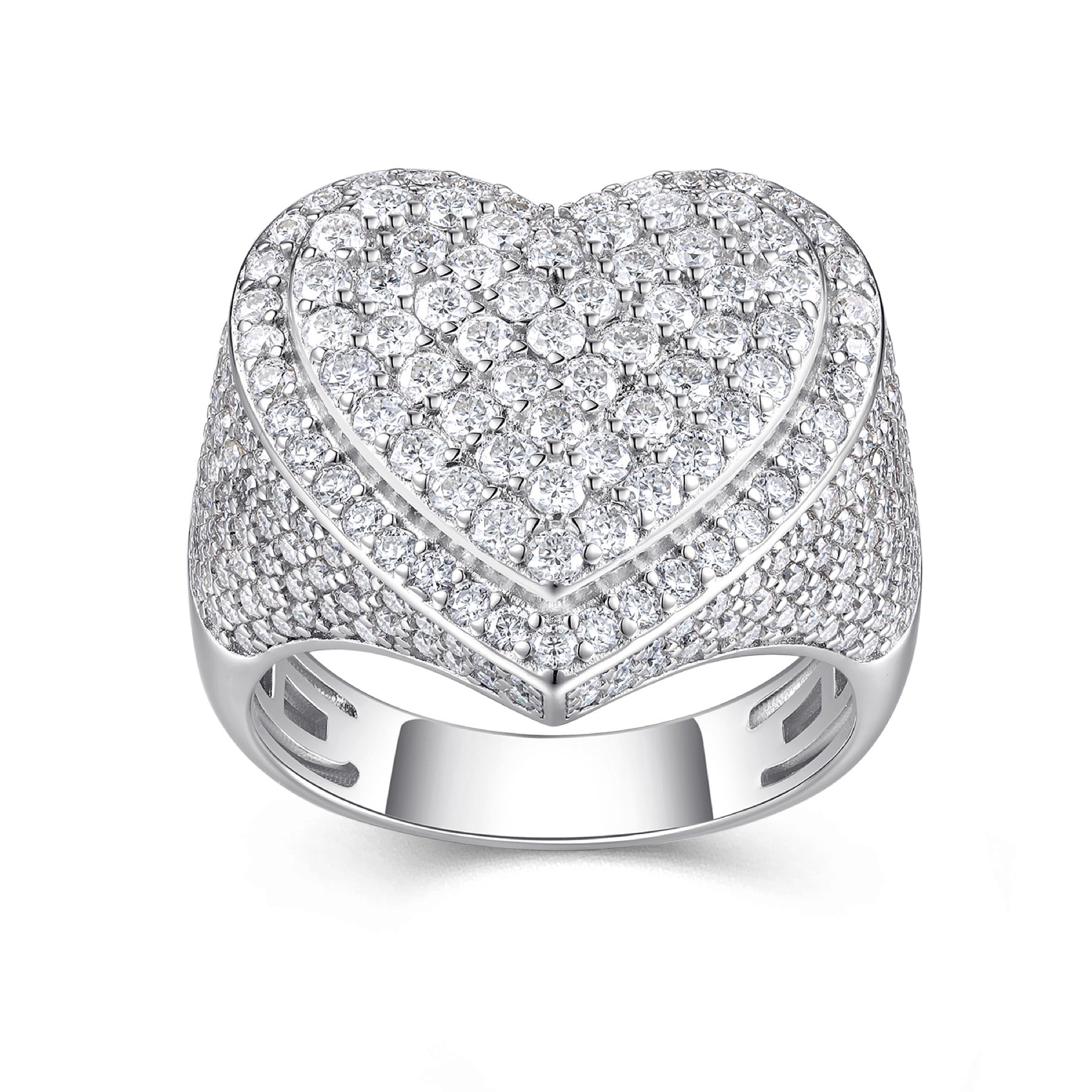 Valor Moissanite Men's Heart Ring in S925 Sterling Silver