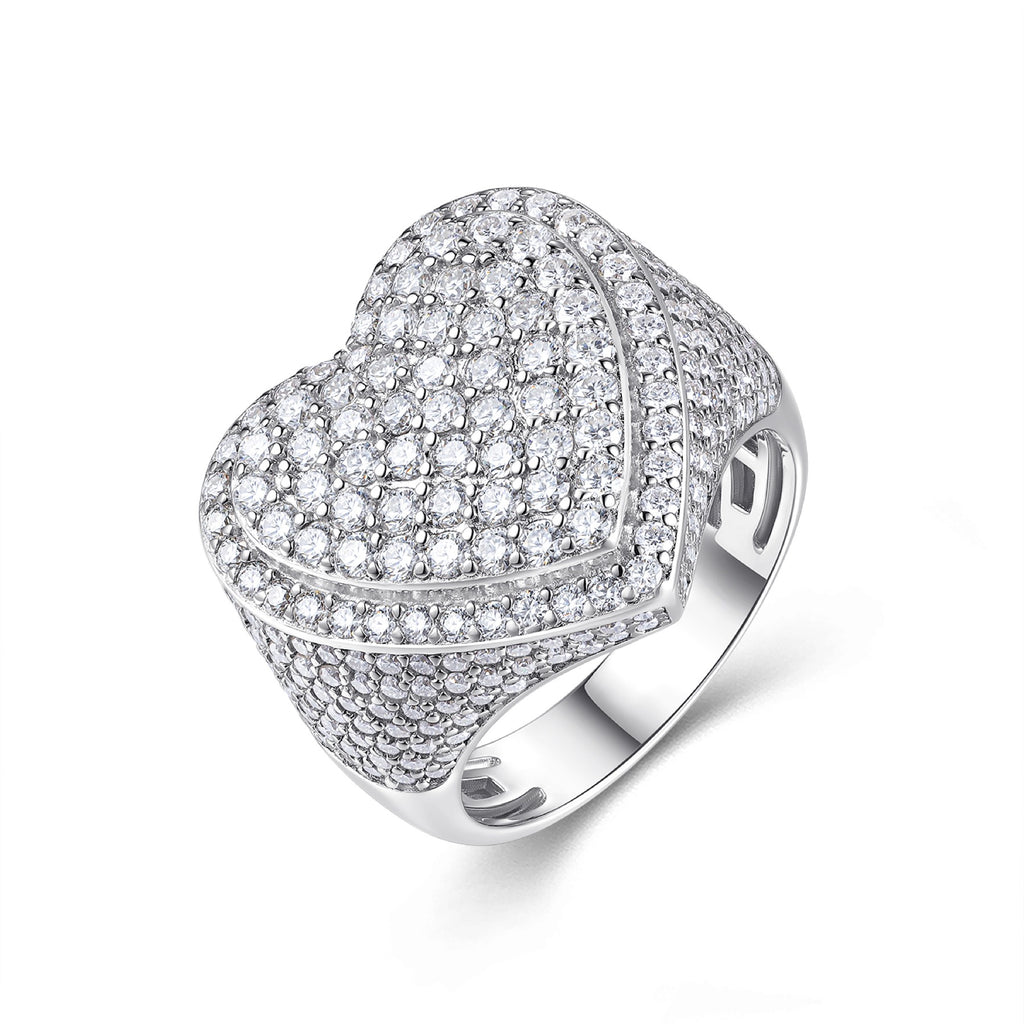 Valor Moissanite Men's Heart Ring in S925 Sterling Silver