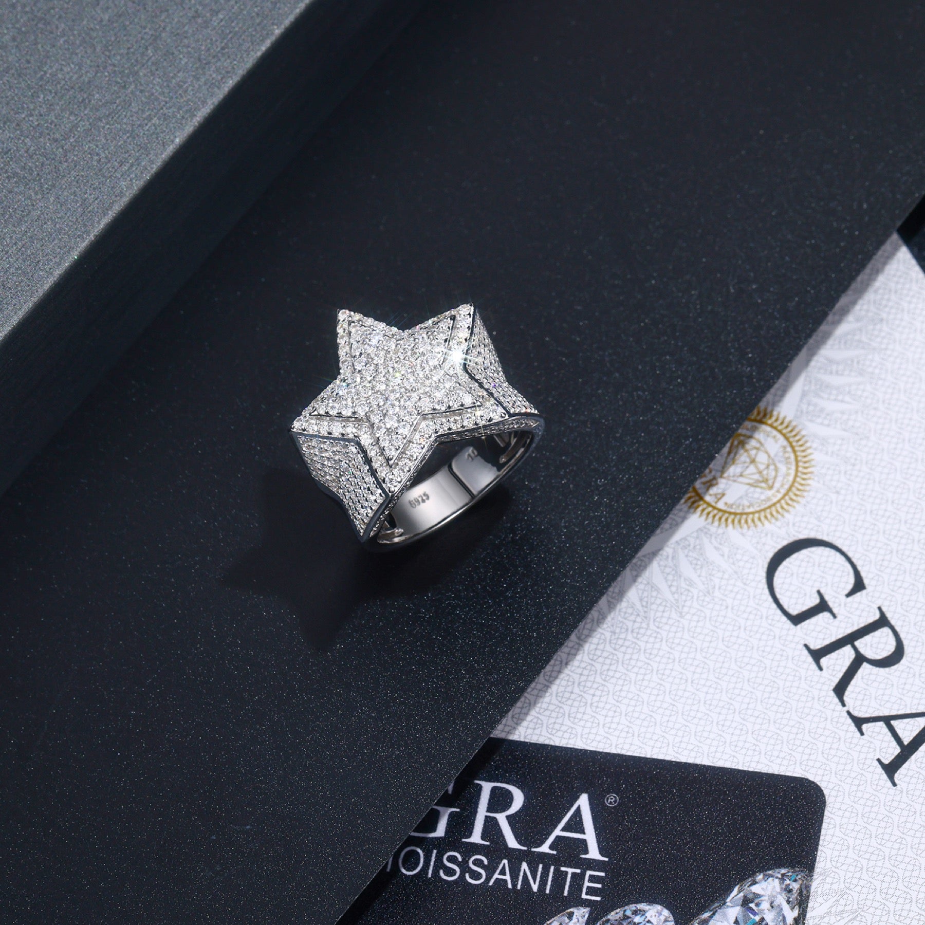Sirius Moissanite Men's Star Ring in S925 Sterling Silver