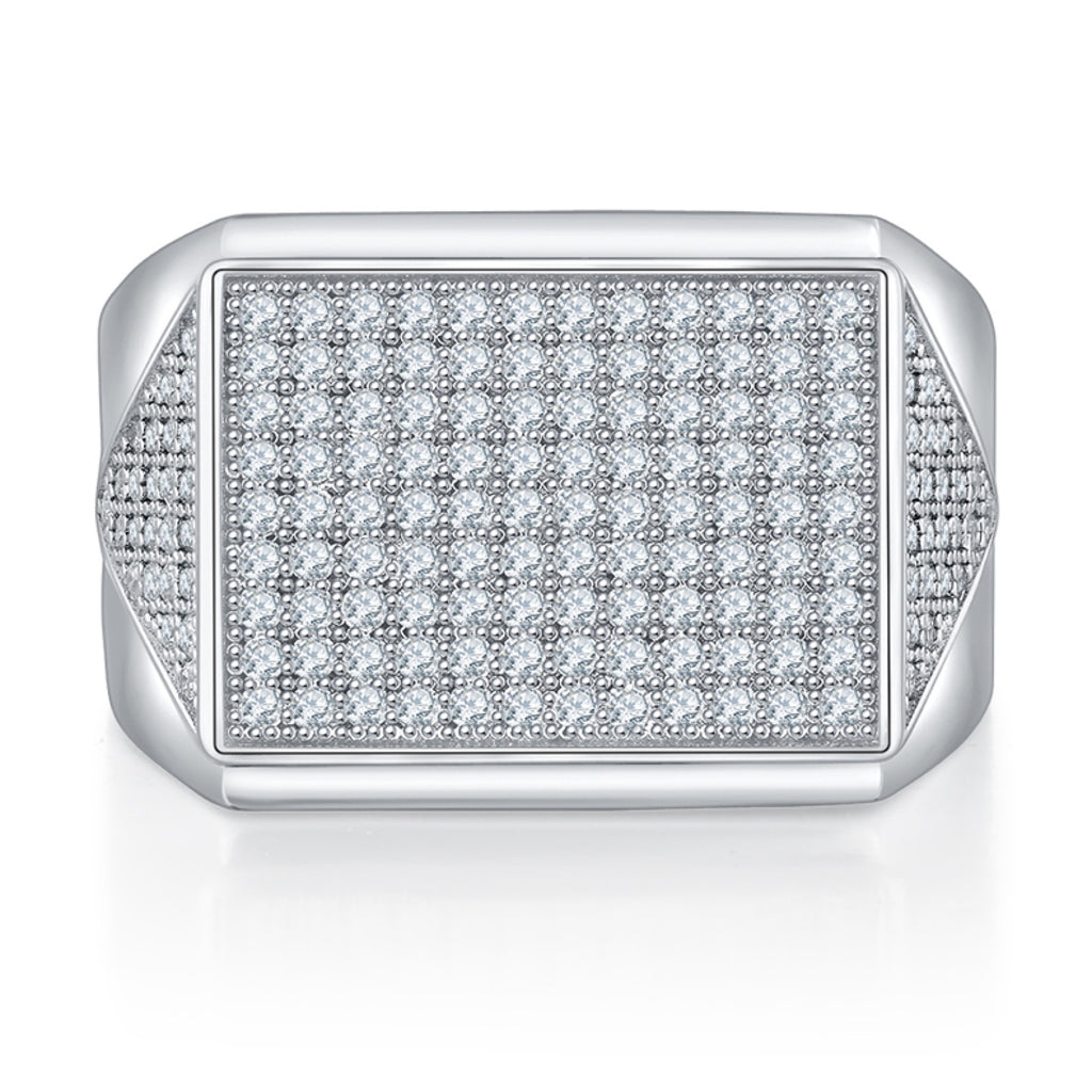 Slate Moissanite Men's Ring in S925 Sterling Silver