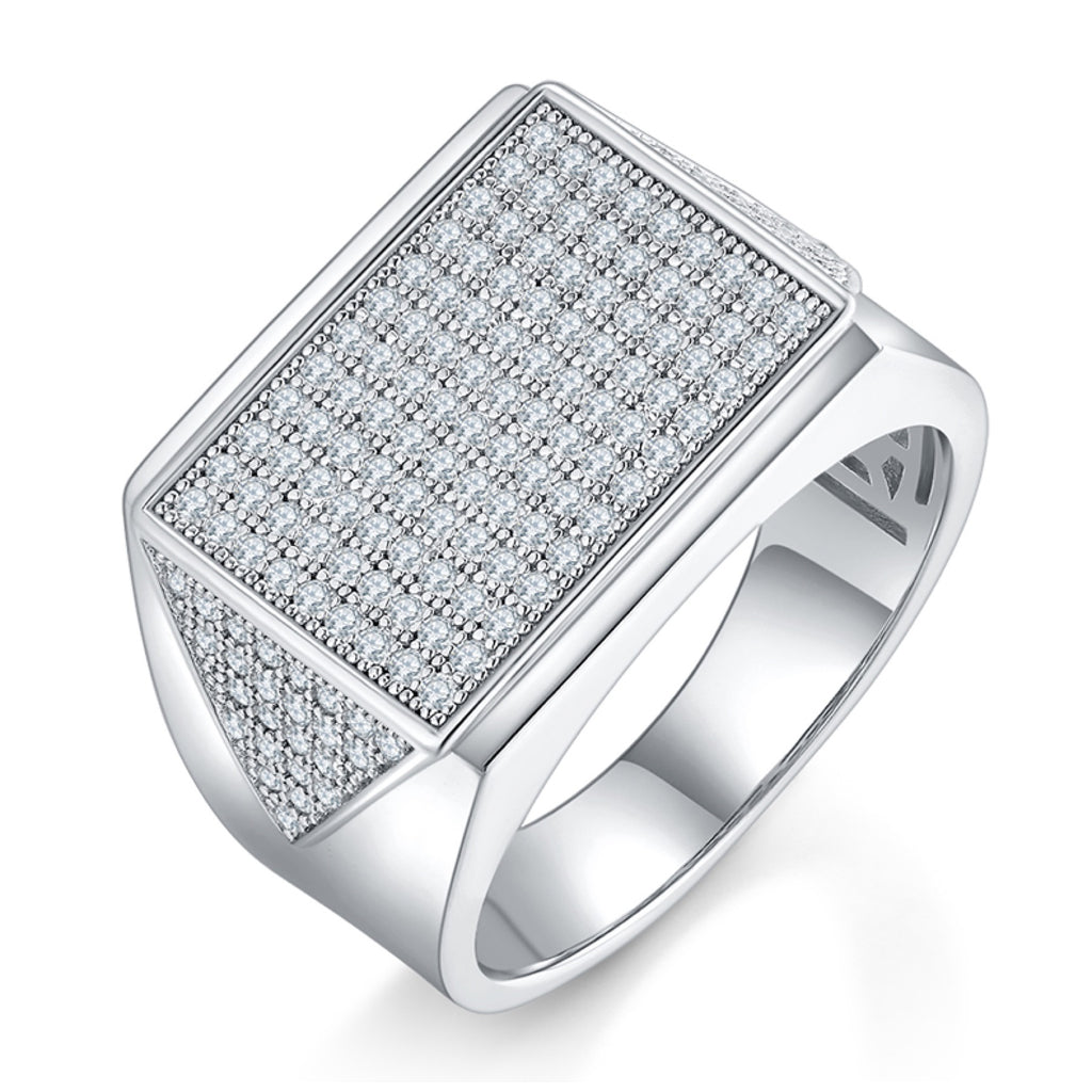 Slate Moissanite Men's Ring in S925 Sterling Silver