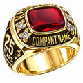 Personalized Company Anniversary Ring with Cushion Center Stone