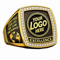Personalized Company Logo Ring with Pave Frame