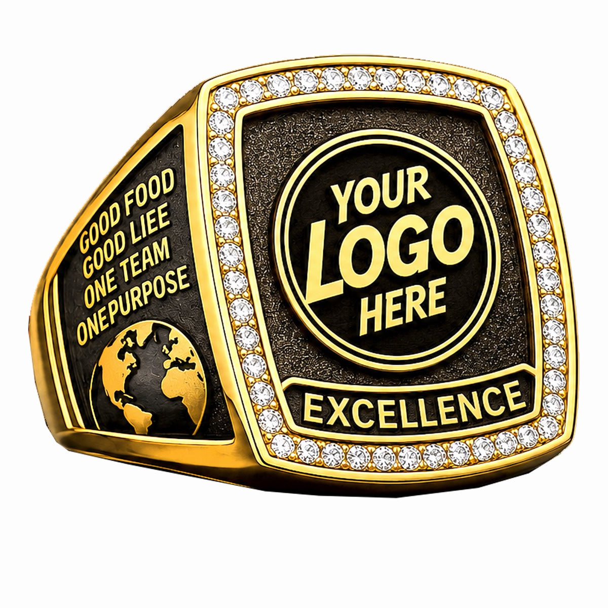 Personalized Company Logo Ring with Pave Frame