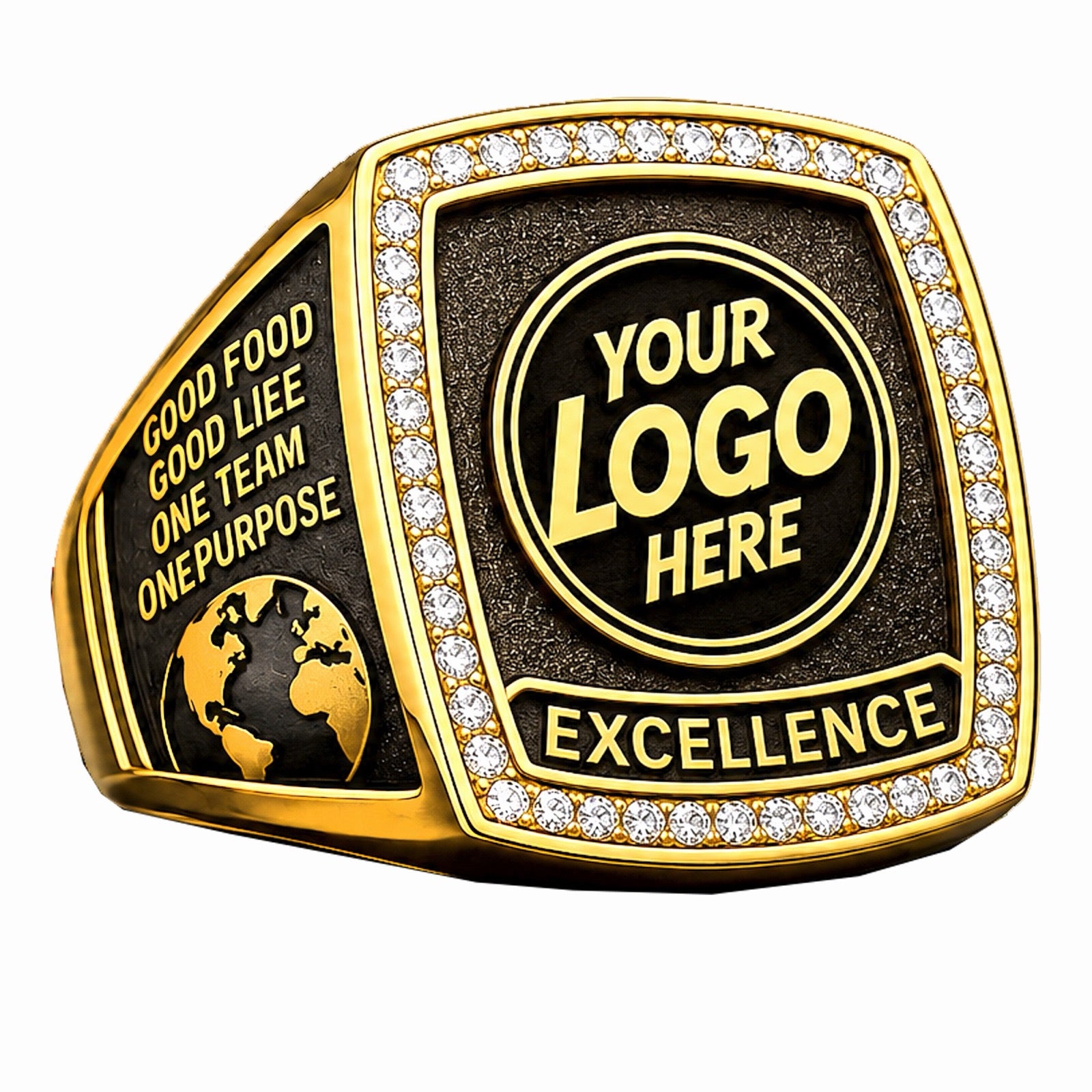 Personalized Company Logo Ring with Pave Frame