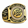 Personalized Company Logo Ring with Round Pave Halo