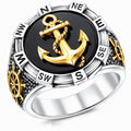 Nautical Compass Ring with Anchor and Ships Wheel