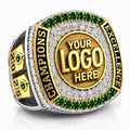 Custom Championship Ring with Green and White Pave