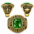 Custom Class Ring with Cushion Center Stone