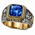 Teacher Ring with Cushion Center Stone