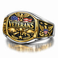 US Veterans Ring with Eagle and American Flag