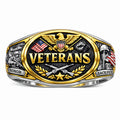 US Veterans Ring with Honor and Sacrifice Panels