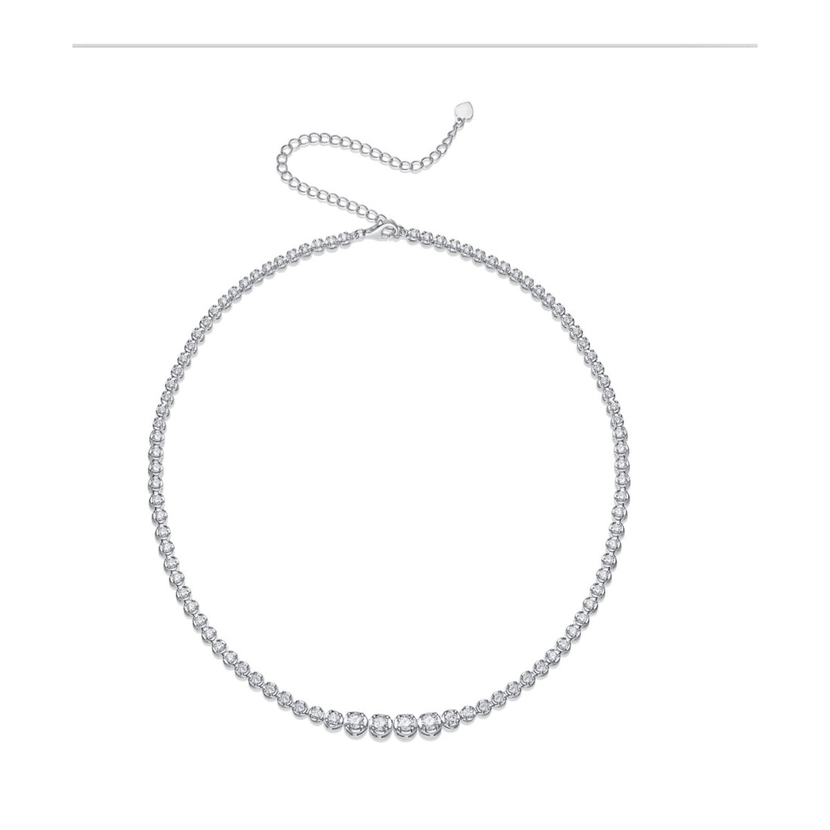 Riviera Graduated Moissanite Tennis Necklace in Sterling Silver
