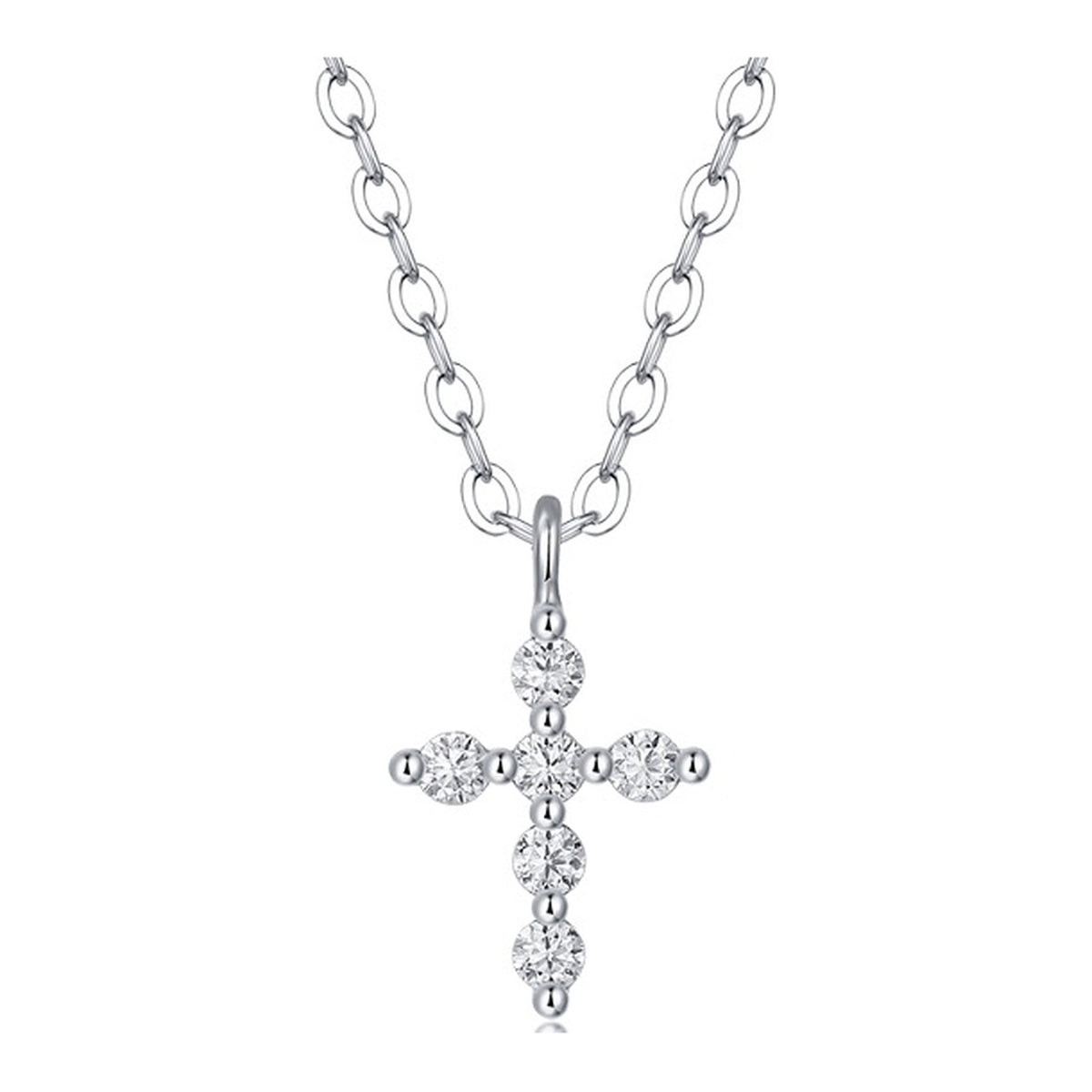Devotion Moissanite Cross Necklace in Sterling Silver