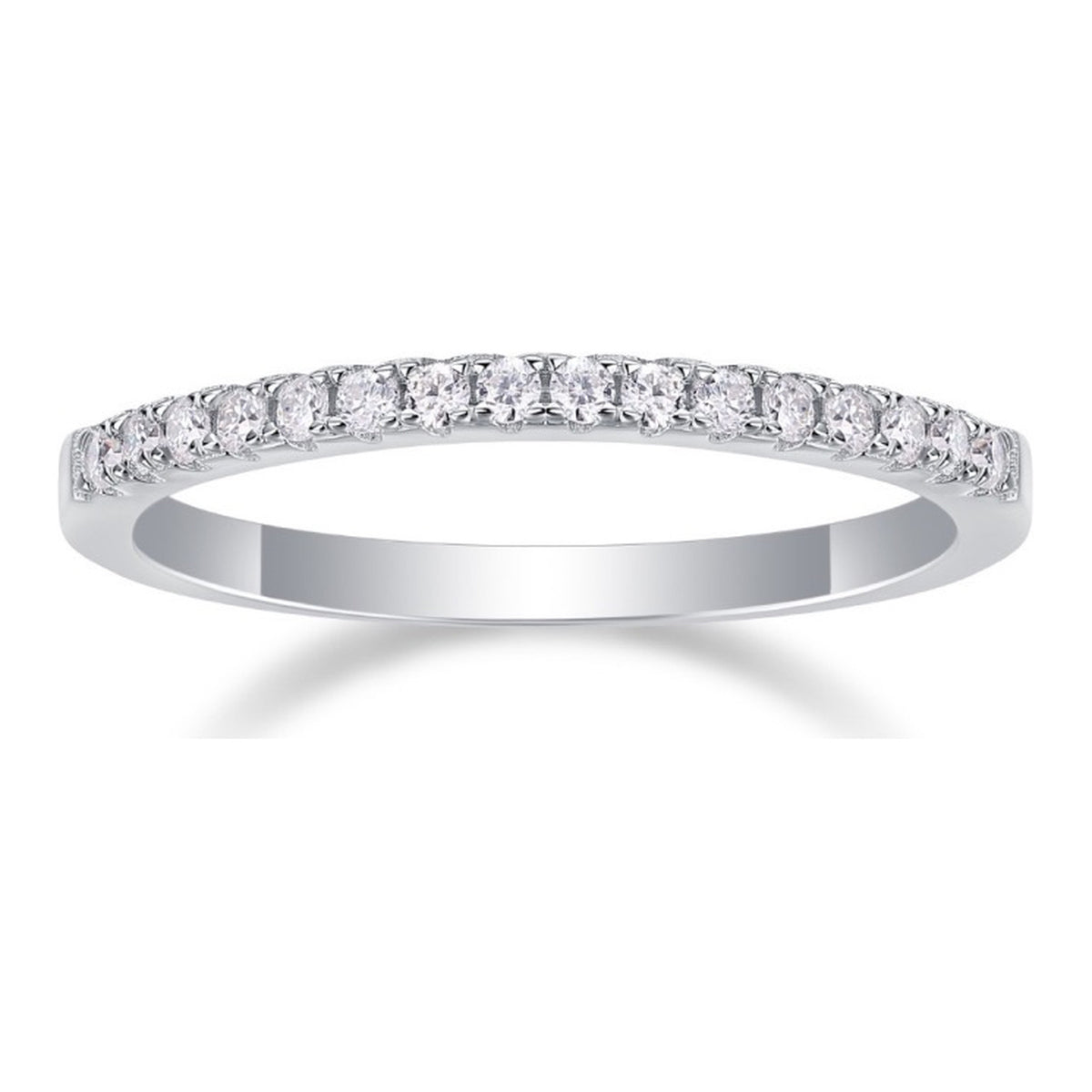 Halfway Moissanite Half Eternity Band Ring in Sterling Silver
