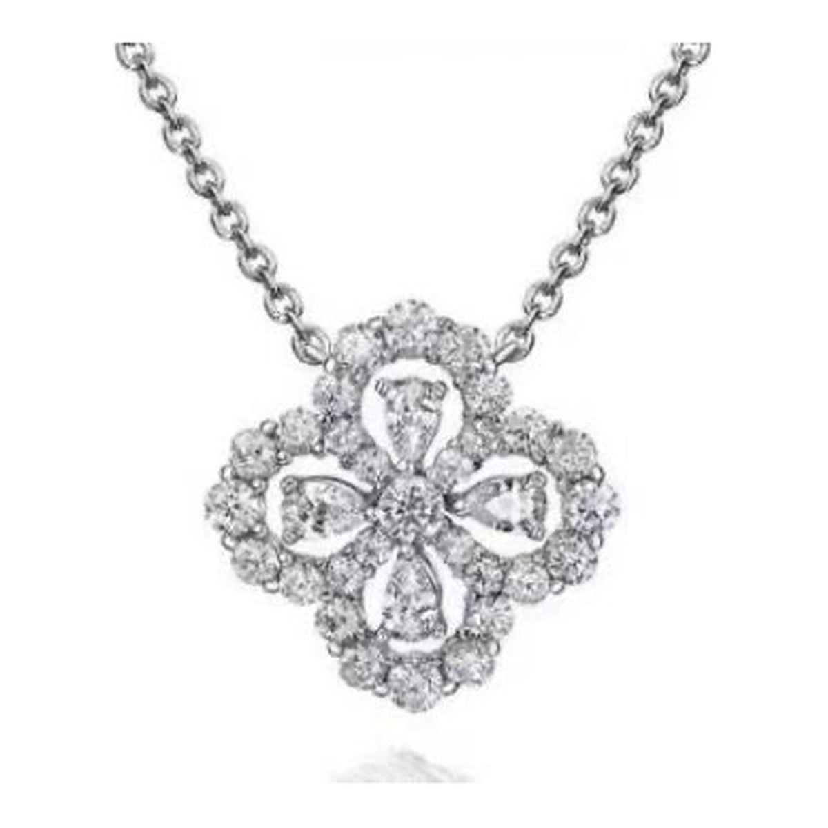 Fortuna Moissanite Clover Cluster Necklace in Sterling Silver