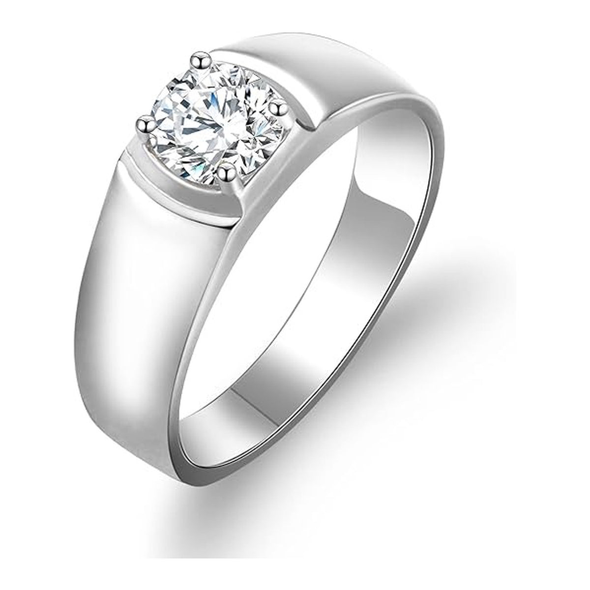 Anchor 1 Carat Moissanite Men's Solitaire Ring in Sterling Silver