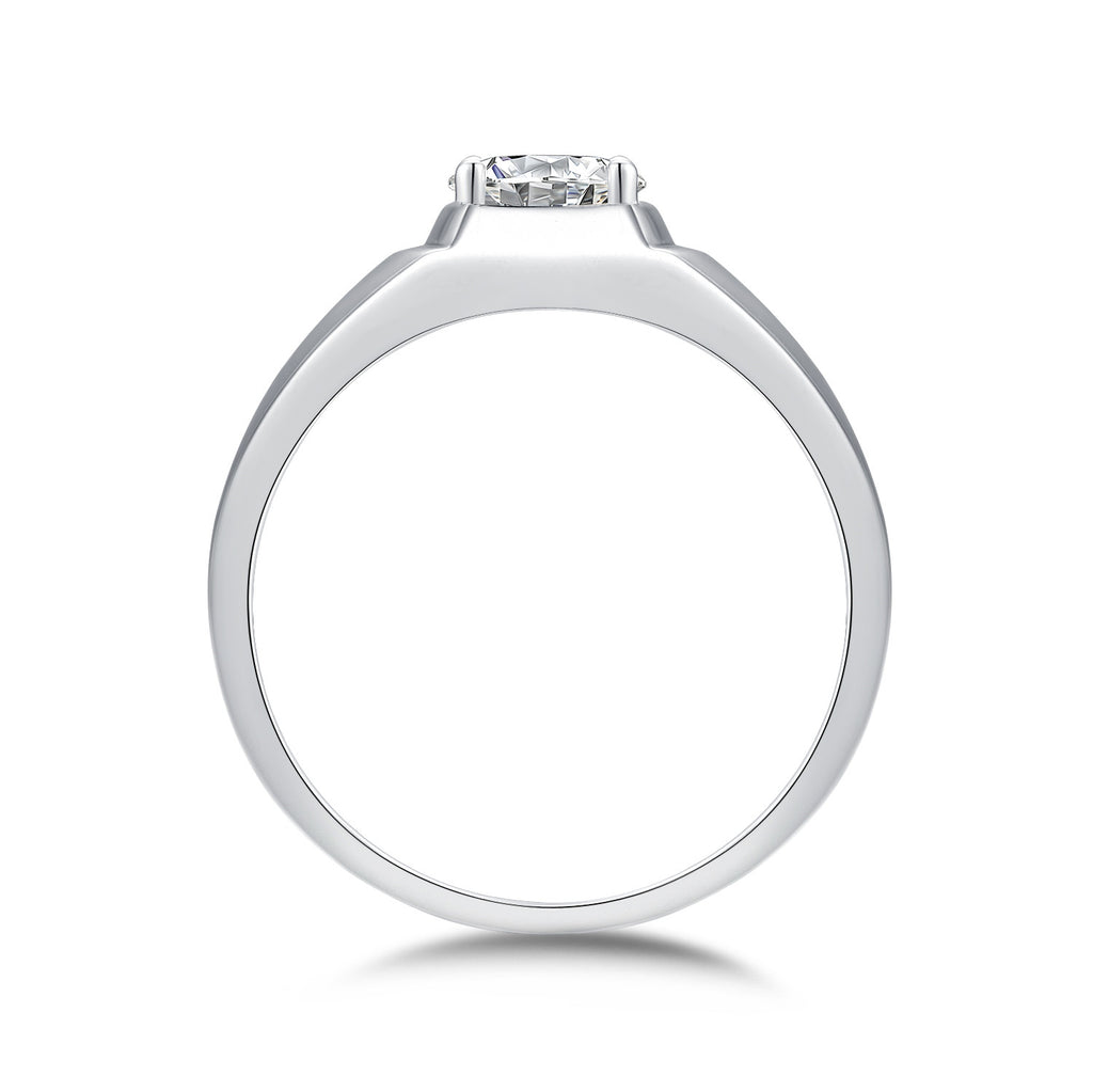 Anchor 1 Carat Moissanite Men's Solitaire Ring in Sterling Silver, product photo on white background