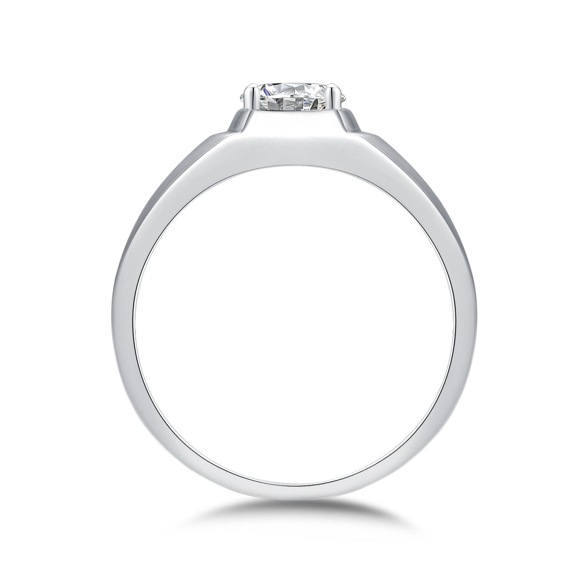 Anchor 1 Carat Moissanite Men's Solitaire Ring in Sterling Silver, product photo on white background