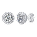 Orbit 0.5 Carat Moissanite Halo Stud Earrings in Sterling Silver