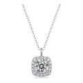 Cushion 1 Carat Moissanite Halo Pendant Necklace in Sterling Silver