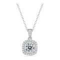 Cushion Drop 1 Carat Moissanite Halo Necklace in Sterling Silver