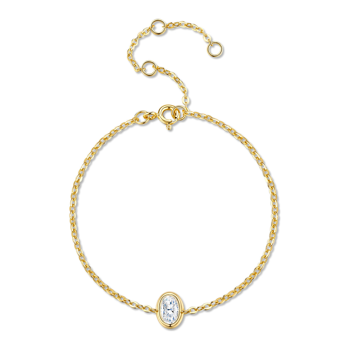 Attimo Oval-Cut Moissanite Chain Bracelet in Gold-Tone Sterling Silver