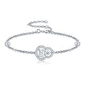 Benedetta Oval-Cut Moissanite Halo Chain Bracelet in Sterling Silver