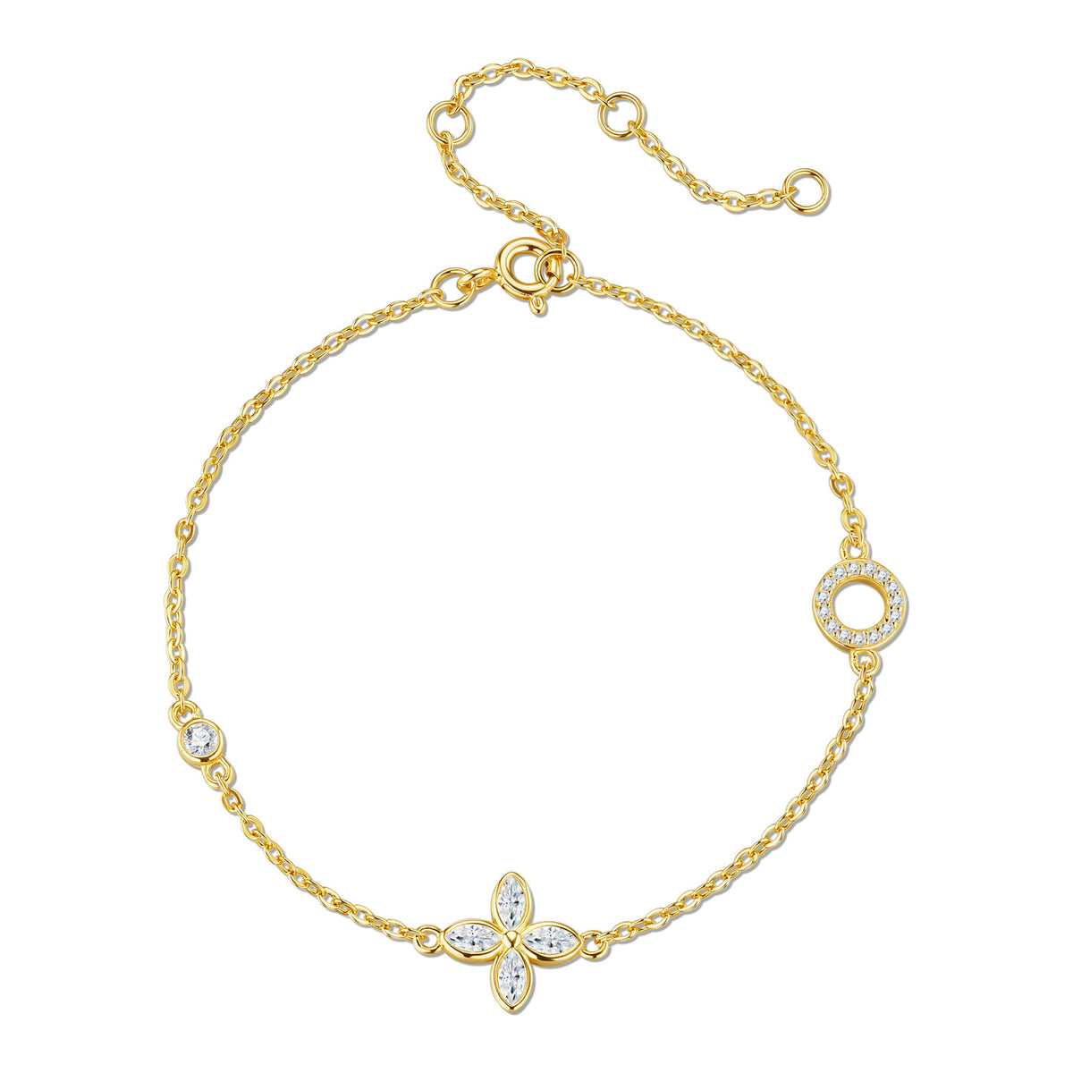 Armonia Moissanite Station Bracelet in Gold-Tone Sterling Silver