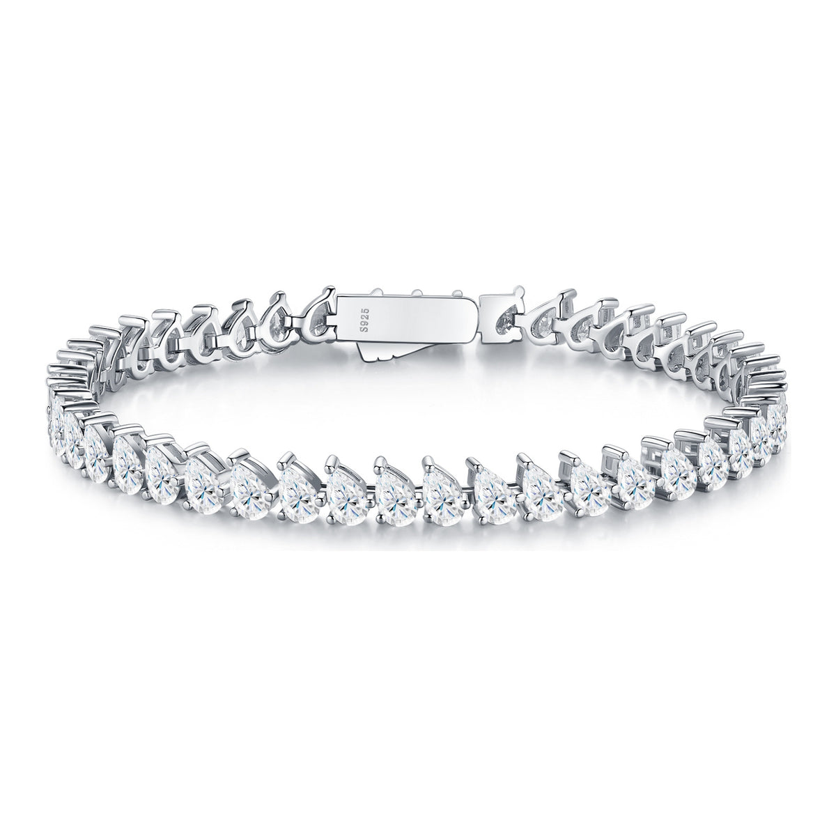 Arpeggio Pear-Cut Moissanite Tennis Bracelet in Sterling Silver