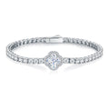 Auspicio Moissanite Clover Halo Tennis Bracelet in Sterling Silver