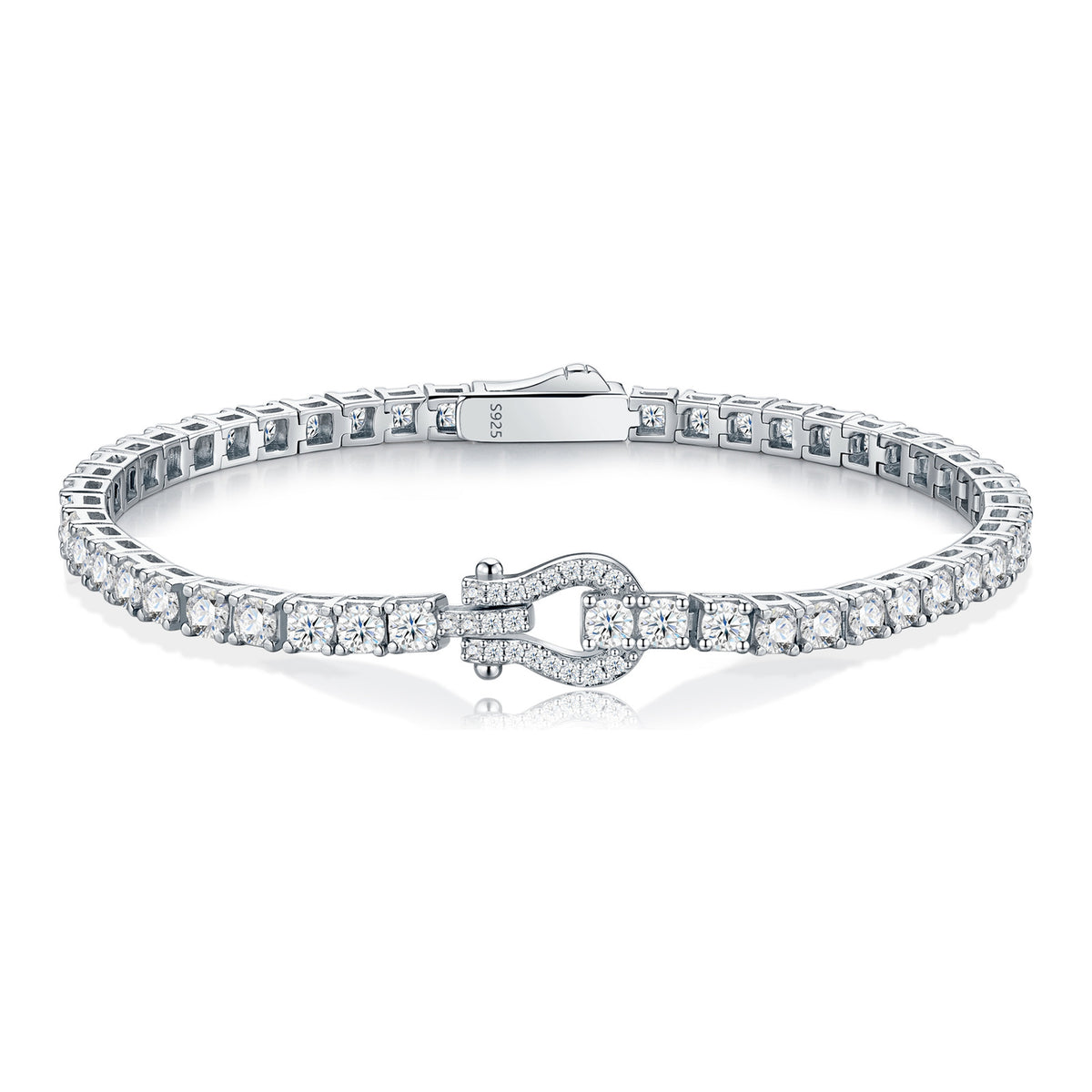 Cavalcata Moissanite Horseshoe Tennis Bracelet in Sterling Silver