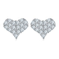 Bacetto Moissanite Heart Cluster Stud Earrings in Sterling Silver