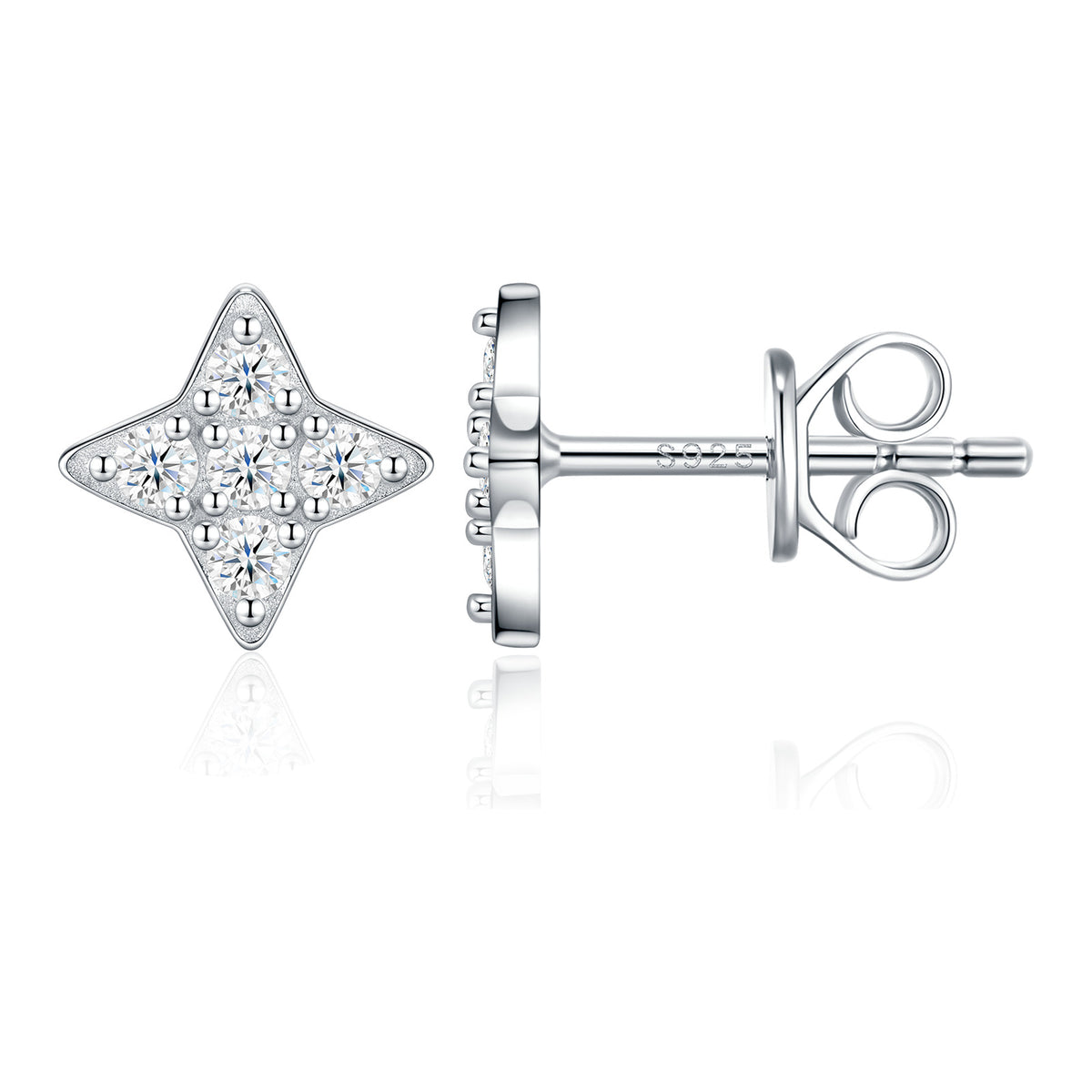 Chiarore Moissanite Star Stud Earrings in Sterling Silver