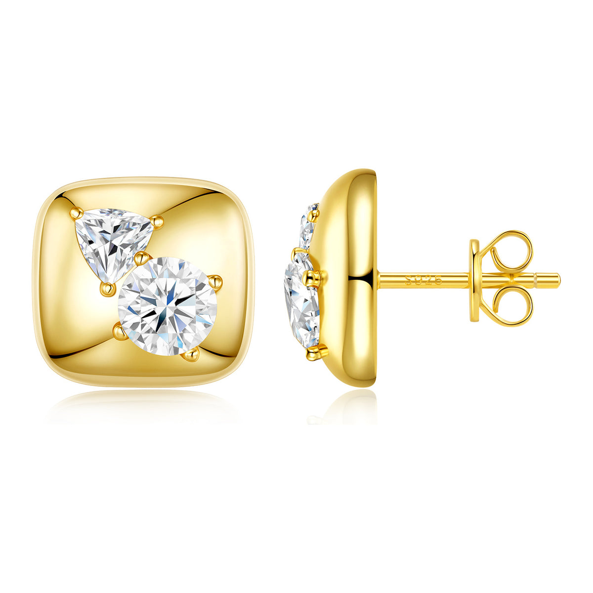 Astuccio 1 Carat Moissanite Stud Earrings in Gold-Tone Sterling Silver