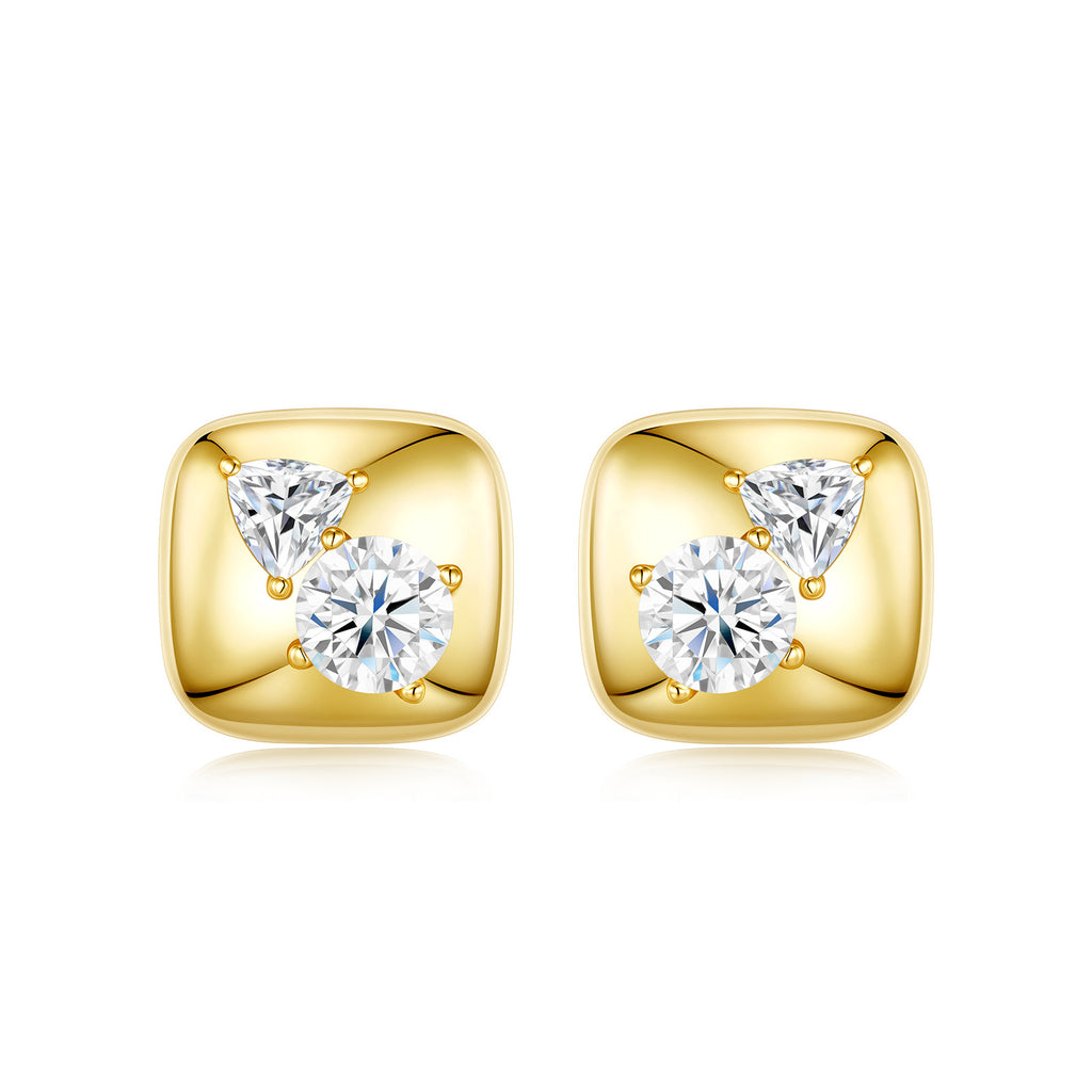 Astuccio 1 Carat Moissanite Stud Earrings in Gold-Tone Sterling Silver, product photo on white background