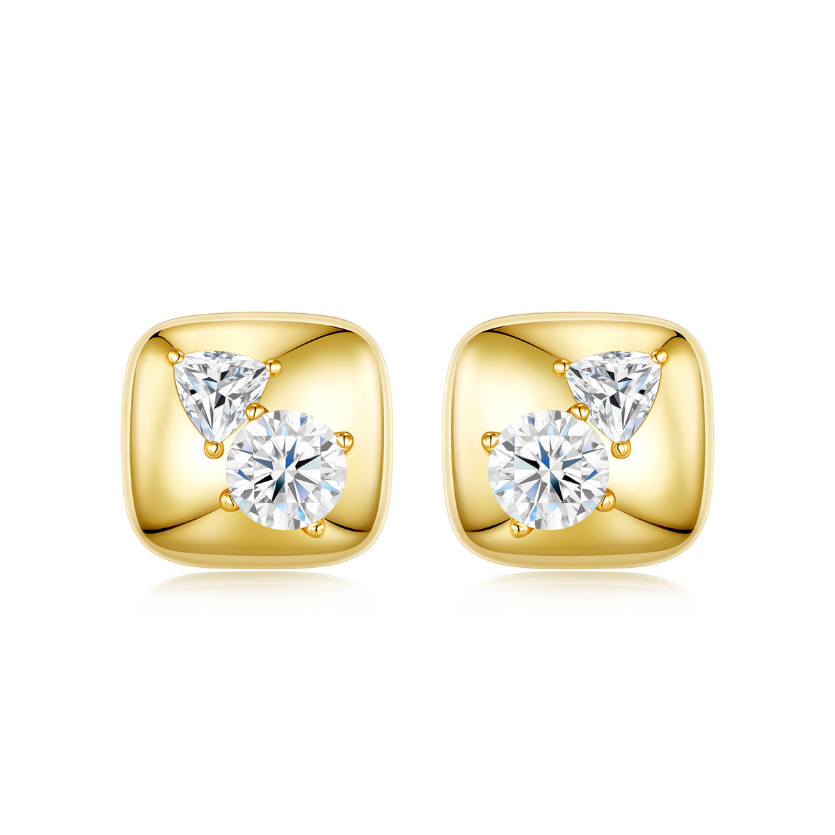 Astuccio 1 Carat Moissanite Stud Earrings in Gold-Tone Sterling Silver, product photo on white background