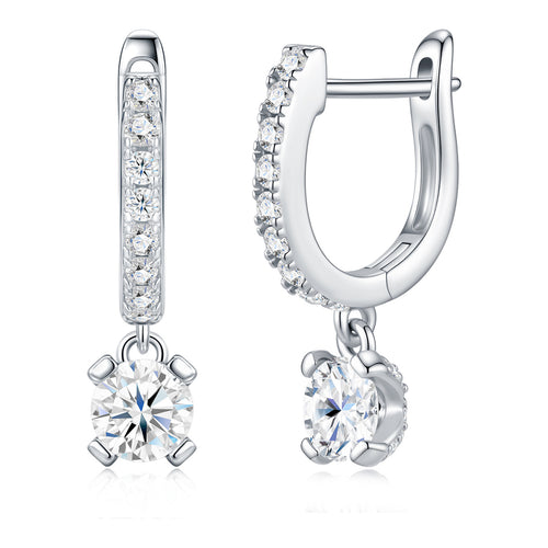 Altalena 0.5 Carat Moissanite Drop Huggie Earrings in Sterling Silver