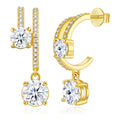 Bivio 1 Carat Moissanite Drop Earrings in Gold-Tone Sterling Silver