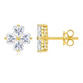 Cuordolce Moissanite Clover Stud Earrings in Gold-Tone Sterling Silver