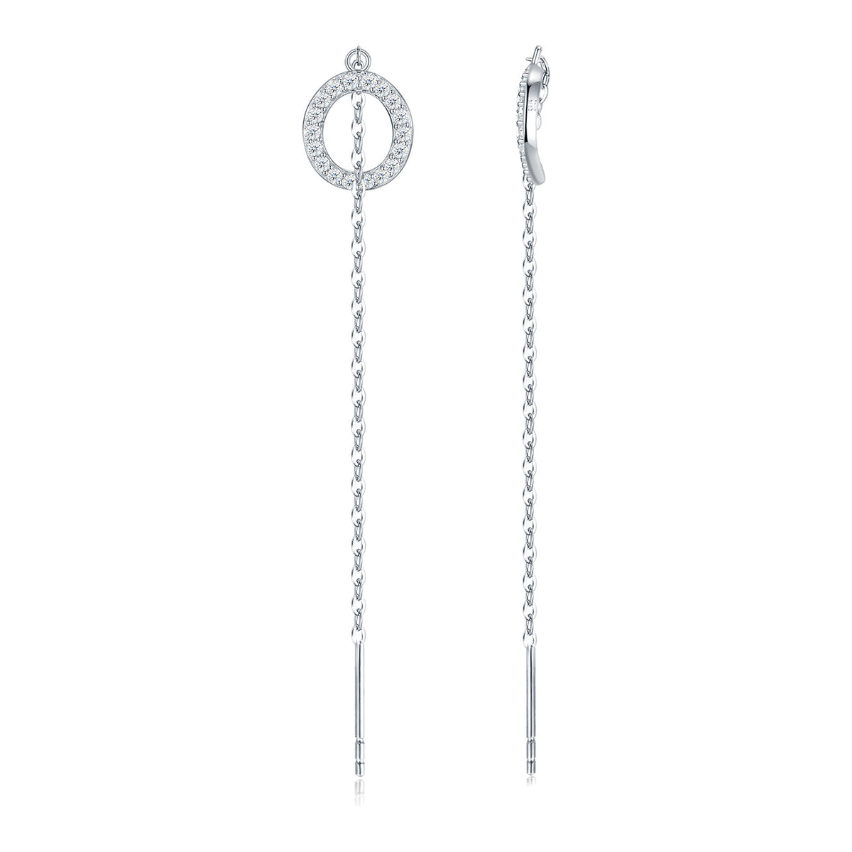 Anulare Moissanite Circle Threader Earrings in Sterling Silver
