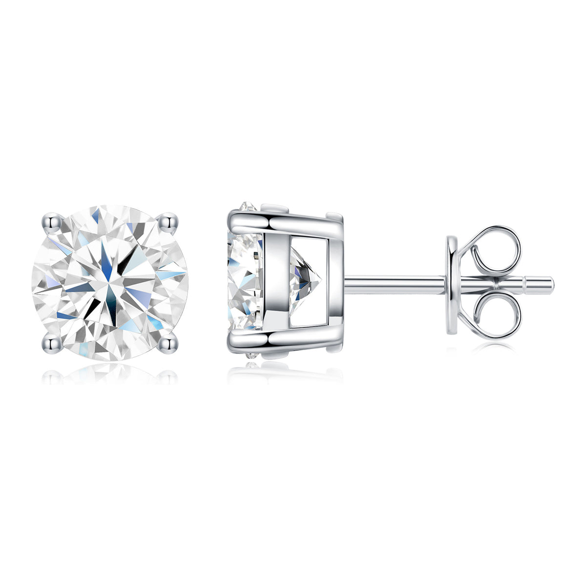 Assoluta Four-Prong Moissanite Stud Earrings in Sterling Silver