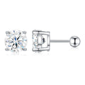 Acino Four-Prong Moissanite Ball-Back Stud Earrings in Sterling Silver