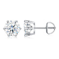 Cedro Six-Prong Moissanite Screw-Back Stud Earrings in Sterling Silver