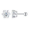 Biglia Six-Prong Moissanite Ball-Back Stud Earrings in Sterling Silver