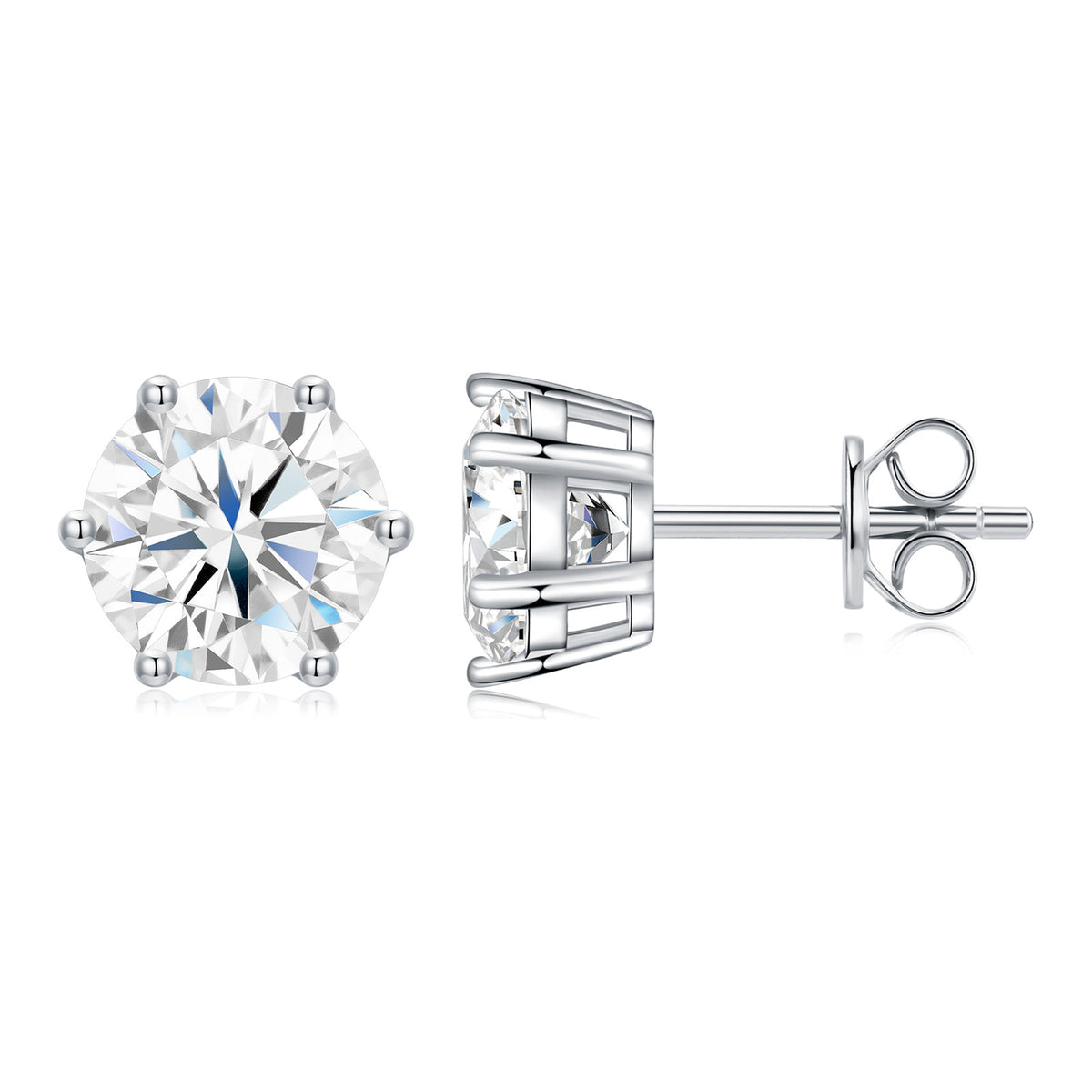 Ardore Six-Prong Moissanite Stud Earrings in Sterling Silver