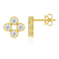 Boucle Moissanite Clover Stud Earrings in Gold-Tone Sterling Silver